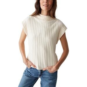 Michael Stars Blouse Top Nara Mock Neck Cotton Blend White Size Large